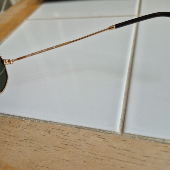 Ray-Ban RB3556N  Octagonal Gold Flat Lens 53" Sunglasses - Picture 3 of 10